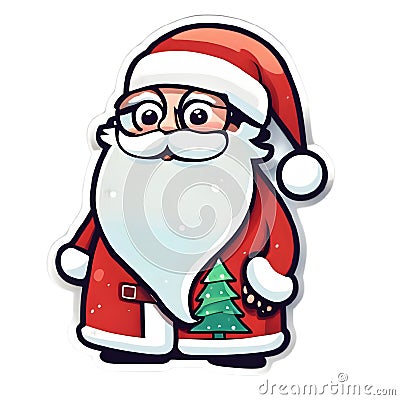 Cute Christmas sticker Santa Claus. transparent background version available Cartoon Illustration