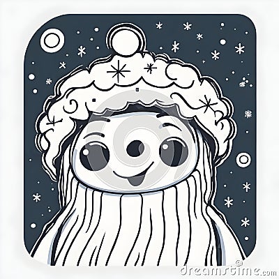 Cute Christmas illustration smiling adorable Santa Claus Cartoon Illustration