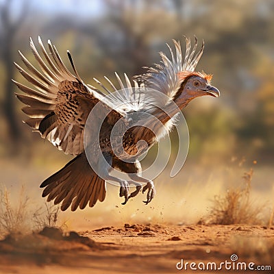 Ancient Wings: The Graceful Flight of Archaeopteryx Stock Photo