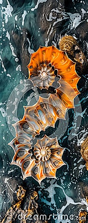 Capture the intricate beauty of nature through a frontal view showcasing mathematical concepts like the Fibonacci sequence in Stock Photo