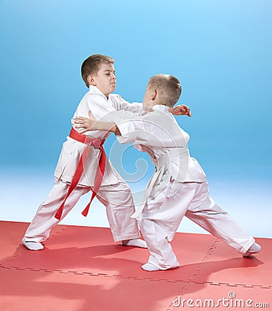 Capture of judogi are training small athletes Stock Photo