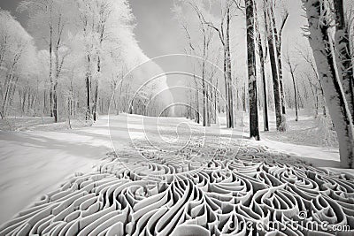 Ski Trail Patterns - Generative AI Stock Photo