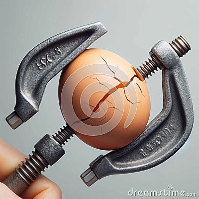Capture the moment of an egg cracking under the force of a clamp Stock Photo