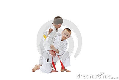 Capture for throwing athletes are doing in judogi Stock Photo