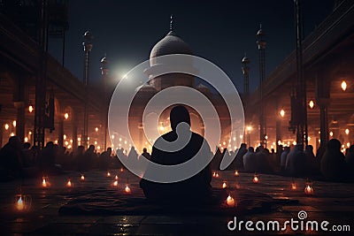 Capture the tranquility of latenight prayers and. Generative ai Stock Photo