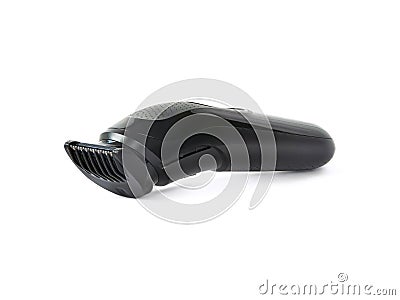 captured an image of a battery-operated barber tool, emphasizing its sleek design and functionality. Employing a precise clipping Stock Photo