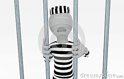 Captured prisoner behind bars Stock Photo