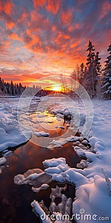 Capturing The Beauty Of Snowscapes: Wetland Photography With Ray-traceable Technology Stock Photo