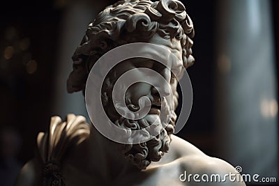 Capturing the Essence of Kairos: A Portrait of the Greek God in Sculpture Stock Photo