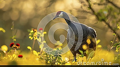 Capturing the Essence of a Wild Alectoris Rufa, Complete with Gray Plumage and Red Beak, in Its Natural Setting Stock Photo