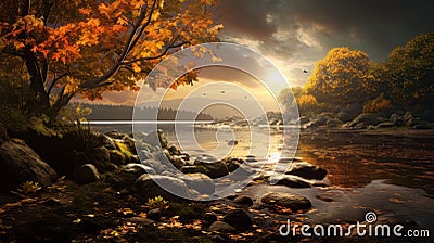 Capturing Estuary Autumn Splendor With Canon Eos-1d X Mark Iii Stock Photo