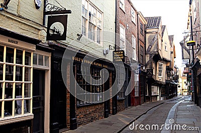 View of The Shambles at dawn 2, in York, North Yorkshire, England. Editorial Stock Photo