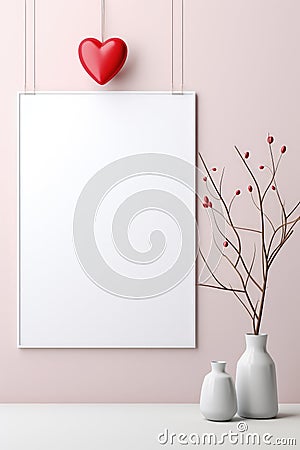 Capturing love: a stylish Valentine's Day mockup with copy space frame, perfect for creating personalized cards Stock Photo