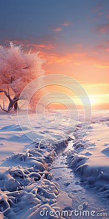 Capturing The Perfect Beauty Of Winter Savanna With Ray-traceable Technology Stock Photo