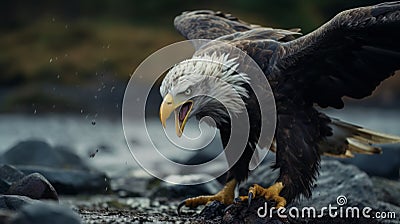 Capturing The Raw Emotions: Exploring Eagle's Feeding Behavior With Canon M50 Stock Photo