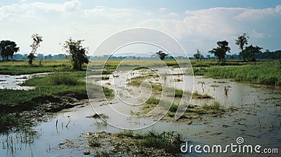 Capturing The Serene Wetlands Of Thailand Through Analog Film Photography Stock Photo