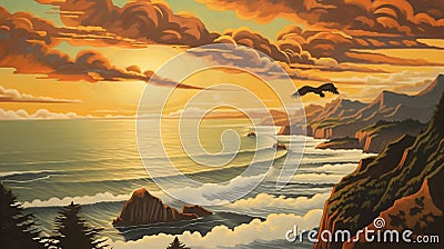 Capturing The Wild Beauty Of Oregon's Coastline: A Cloud Wpa Poster Stock Photo