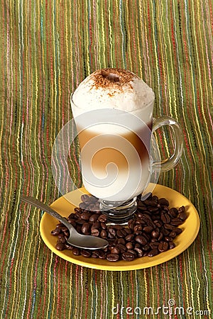 Capuccino coffee with beans Stock Photo