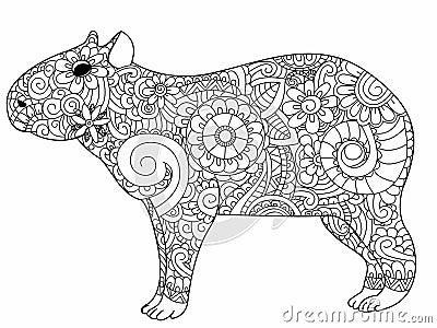 Capybara coloring vector for adults Vector Illustration