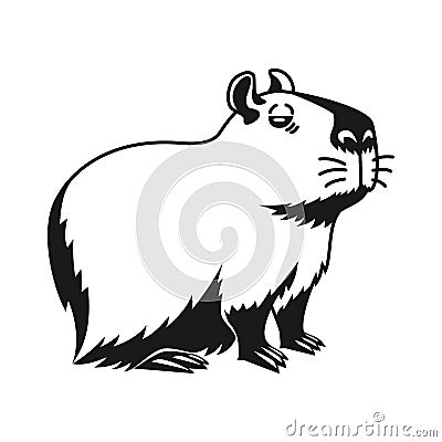 Capybara hand drawn isolated on white background Vector Illustration