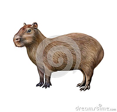 The capybara Hydrochoerus hydrochaeris Cartoon Illustration