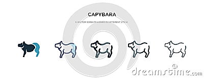 Capybara icon in different style vector illustration. two colored and black capybara vector icons designed in filled, outline, Vector Illustration