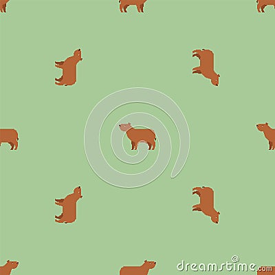 Capybara Pixel art Pattern seamless. 8 bit guinea pig Background. pixelated texture Vector Illustration