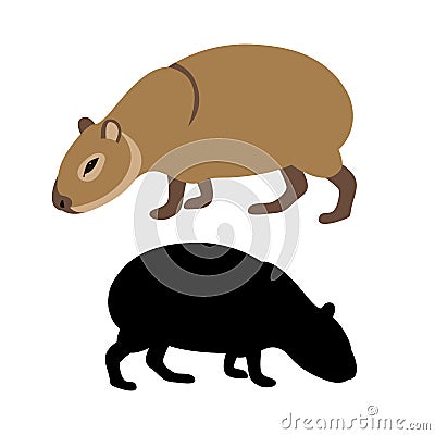 Capybara vector illustration flat style silhouette Vector Illustration