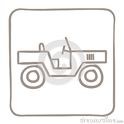 Car Icon in a light brown frame. Vector graphics. Vector Illustration