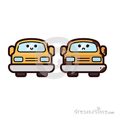 Cute clean and dirty car mascot design illustration Vector Illustration