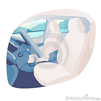 Interior, interior of a car, view from inside. Modern design of passenger car. Vector Illustration