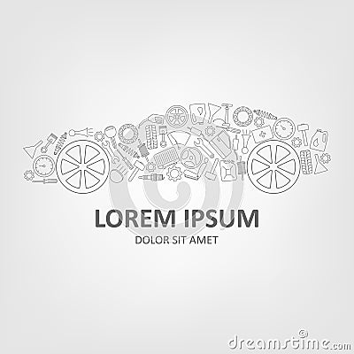 Car abstract vector logo design concept. Simple linear style icons. Vector Illustration