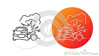 Car accident, collision of two cars, vector icons set for web design, templates, infographics and more Vector Illustration