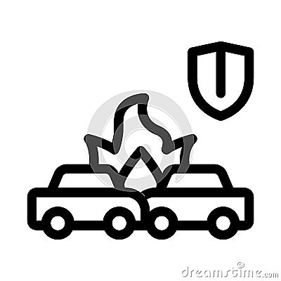 Car accident crash insurance icon vector outline illustration Vector Illustration