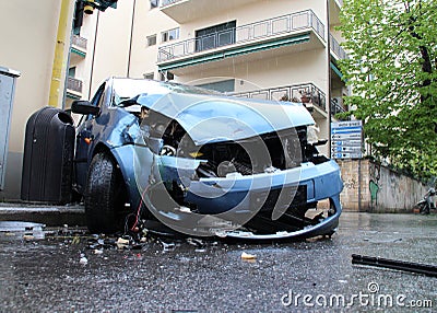 Car accident head-on collision Stock Photo