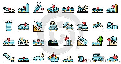 Car accident icons set vector flat Vector Illustration