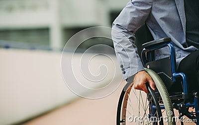 A disable man on wheelchair. Stock Photo