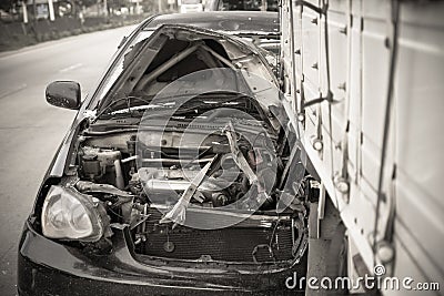 Car accident on the road, automobile transportation dangerous on Stock Photo