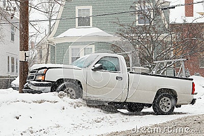 Car accident in snow Stock Photo