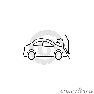 car accident with wall icon Vector Illustration