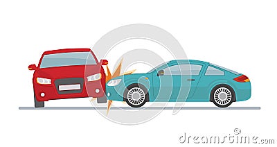 Car accident on white background. Vector Illustration