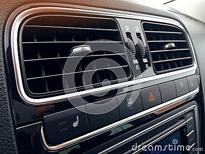 Car air conditioning. The air flow inside the car. Detail interior of car Stock Photo