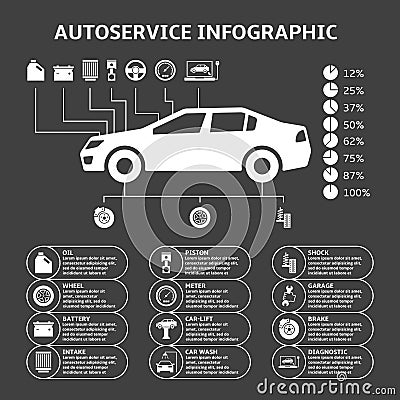 Car auto service infographics design elements Vector Illustration