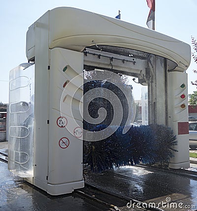 Car in Automatic Washing Stock Photo