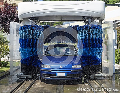 Car in Automatic Washing Stock Photo