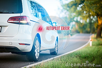 Car autopilot software error concept Stock Photo