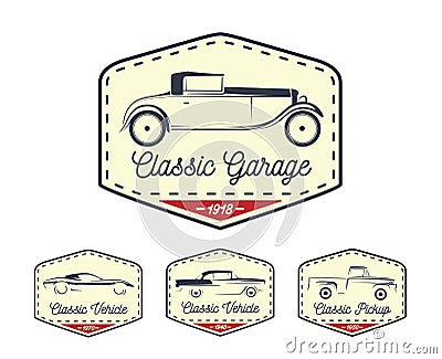 Car badge logo of classic retro motor vehicle icon collection Vector Illustration