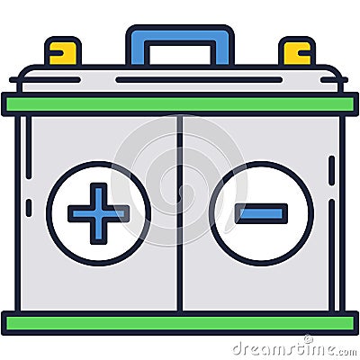 Car battery accumulator icon with plus minus sign Vector Illustration