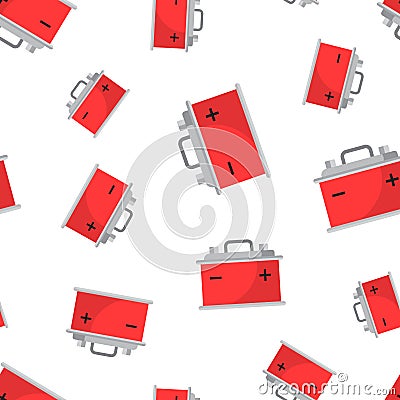 Car battery accumulator seamless pattern background. Vector Illustration