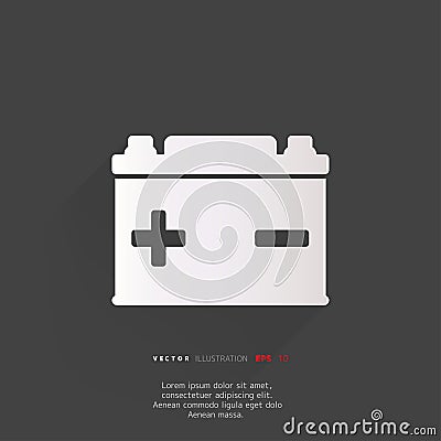 Car battery accumulator web icon. Vector Illustration